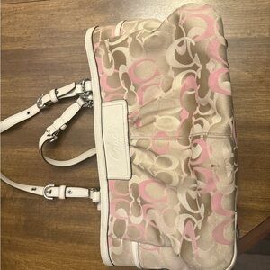 Coach Beige and Pink Shoulder Bag